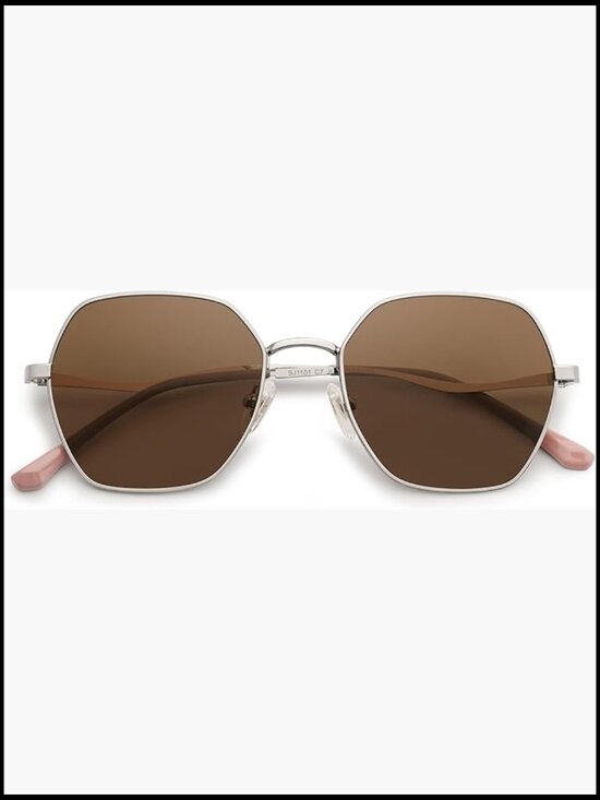 Retro Hexagon Square Polarized Sunglasses Vintage Hexagonal Polygon Shades main image 5